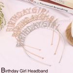 1Pcs Birthday Girl Headband Girl Letter Rhinestone Crown Hair Band Birthday