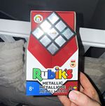 Rubik's Metallic 3x3x3 Cube Twist Puzzle - Silver/Black Plastic