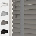 FAUX WOOD 50MM VENETIAN BLINDS SLATS TAPE GREY WHITE