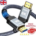 HDMI 2.1 8K TO 8K Ultra High Speed Cable 48Gbps Braided 120Hz HDR eARC Certified