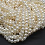 Freshwater Pearl Beads, Potato Nugget - White - 5mm, 14", for Jewellery making