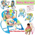 Baby Infant To Toddler Bouncer Rocker Swing Chair Soft Soothing w/ Vibration Toy