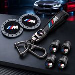 M Sport Luxury Leather Keychain  With M Sport Dust Caps & Cup Holder Black UK