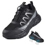 JACKSHIBO Safety Trainers Steel Toe Work Shoes Rotating Buckle Puncture Proof UK