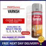 Clear Varnish Gloss Spray Exterior Interior For Wood metal 400ml Pack 1to12