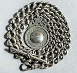 Antique Sterling Silver Pocket Watch Chain & Fob - Graduated Albert Chain 46g  b