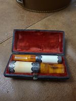 Two Antique Cheroot Holders In Case - Hallmarked Silver