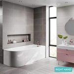 J-Shaped RH LH Shower Bath Curved Corner Back To Wall Front Panel-Leg Pack- 1700