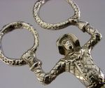 RARE STERLING SILVER HARLEQUIN JESTER SUGAR TONGS NIPS LONDON 1908 ANTIQUE