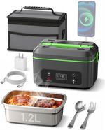 1.2L 500W Automatic Heated Lunch Box Rechargeable Leakproof for Camping Hiking
