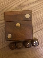 Handcrafted Wooden Dice Set with Storage Box - Solid Wood with Brass Inlay