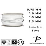 White 3 Core Flex 0.75mm 1.0mm 1.5mm 2.5mm Mains Wire Cable Electric 3183Y