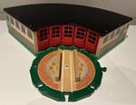 BRIO Grand Roundhouse 33736 + Vintage Wood Brick Turntable 33276 Train Set Shed