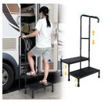 Bed Step Stool with Handle Adjustable Wide Platform Medical Safety Aid for Elder