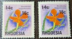 RHODESIA 1976 SG527 16c. ON 14c. DIFFERENT BAR LENGTHS - WILD PIMPERNEL -  MNH