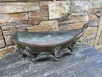 19thC Japanese Bronze Usubata Boat for Ikebana - Signed with Xuande Seal Mark