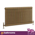 Traditional 2 Column Radiator Aged Brass Central Vertical Radiator 600 x 1190mm