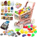 65PCS Supermarket Shopping Cart Trolley Kids Role Play Educational Toy Cart