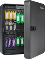 Wall Mounted Combination Key Cabinet 48 Keys Steel Security Lock Box Grey Metal