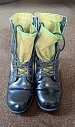 Black Leather & Olive Green Canvas Lace-Up Military Surplus Boots