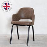 BROWN DINING CHAIR FAUX SUEDE/LEATHER RESTAURANT CAFE CHAIR WITH BLACK FRAME
