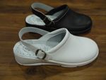 Ladies Leather Nurse Hospital Kitchen Back Strap Mule Clog Made In Italy 3-9