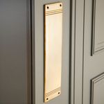 8 x Solid Polished Brass Finger Push Plates Reeded Period 305mm x 75mm Victorian