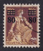SWITZERLAND 1915 Helvetia 80c on 70c Surcharge SG 301 Used (CV £35)