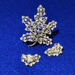 Charel Figural Leaf Broach & Clip Earring Set Circa 1950s