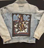Vintage AC/DC Denim XL Jacket Angus Young Back Patch USA Made Distressed 1 of 1