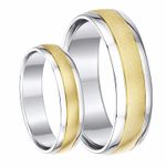 His & Hers 9ct Yellow Gold & Silver 5mm & 6mm Wedding Rings