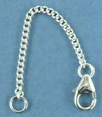 925 Sterling Silver Curb Safety Chain Extender One Clasp with Rings Soldered