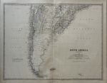 1876 Chile & Argentina Large Hand Coloured Original Antique Map by Johnston