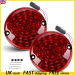 2x 95mm LED Round Rear Stop Tail Light For 1983-2016 Land Rover 90/110 Defender