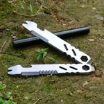 Mini Stainless Steel Pry Bar Multi Tool Bottle Opener Allen Wrench EDC KeychainO