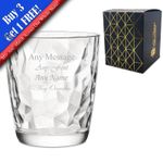 Personalised Engraved 300ml Diamond Whisky Glass, Gift Boxed