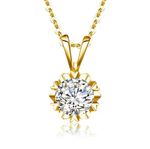 1ct Pendant Necklace Yellow Gold Plated Moissanite  Lab-Created Engagement