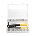 Heavy Duty Pop Rivet Gun Hand Riveter with 4 Nozzles Heads & 380 Assorted Rivets
