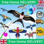 Kids Mini Fishing Rod Kite Butterfly Parrot Goldfish Easy Fly Outdoor Toy