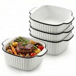 Double-Handle Ceramic Baking Dish-Black Line Design, High-Temperature Fired