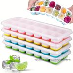 Silicone Ice Cube Trays 4 Pack Stackable Easy-Release BPA Free Cocktail Freezer