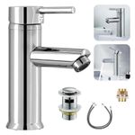 Cisivis Cloakroom Modern Bathroom Basin Sink Mono Chrome Mixer Tap Waste New
