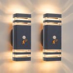 CELAVY Up Down Outside Lights with Motion Sensor, PIR 2 Packs, Dark Grey