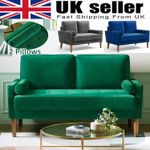 2 Seater Velvet Sofa with 2 Pillows Modern Couch Love Seat Settee Home Office