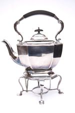 Silver-plated tilting spirit kettle, Carrington & Co