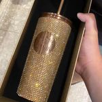 NEW 16oz GOLD Tumbler Starbucks Cold Mugs Cups Presale SS Rhinesne Gift 2023