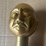 Wood Walking Cane face brass Metal Handle