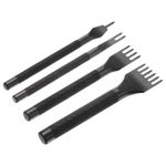 4Pcs, 4mm 1/2/4/6 Prong Leather Hole Stitching Punch Tool for Hand Sewing Black