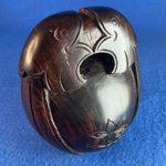 Vintage Japanese Mokugyo Lacquered Wood Fish Design Buddhist Temple Drum 4" Tall