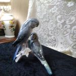 KARL ENS GERMAN PAIR OF PORCELAIN BUDGERIGARS POST 1945